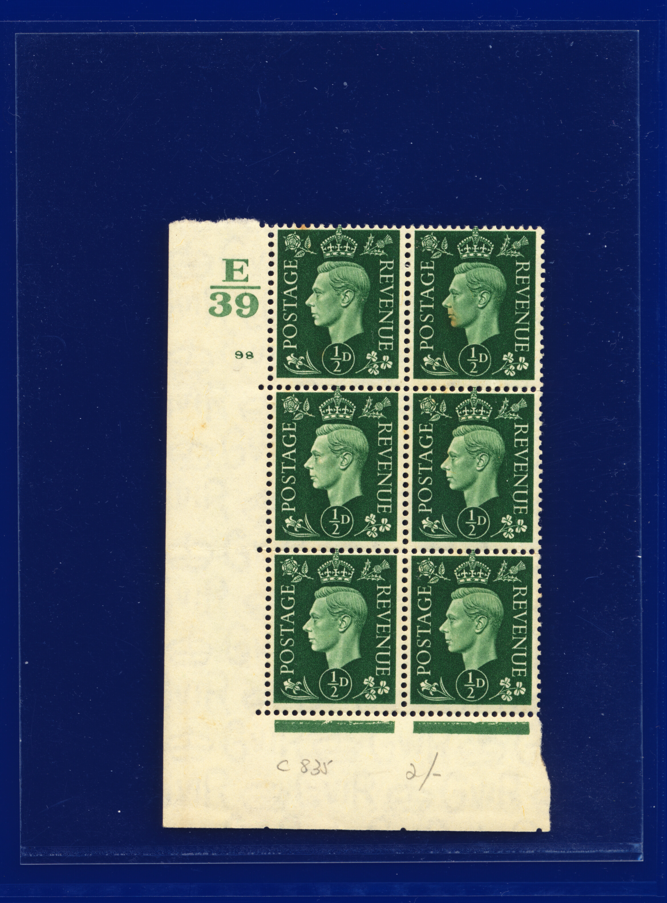 SG462 1937 1/2d verde Q1 Ctrl E39 5 (E/I) MFG/MNH elección de 12 cilindros kavx - Imagen 13 de 25