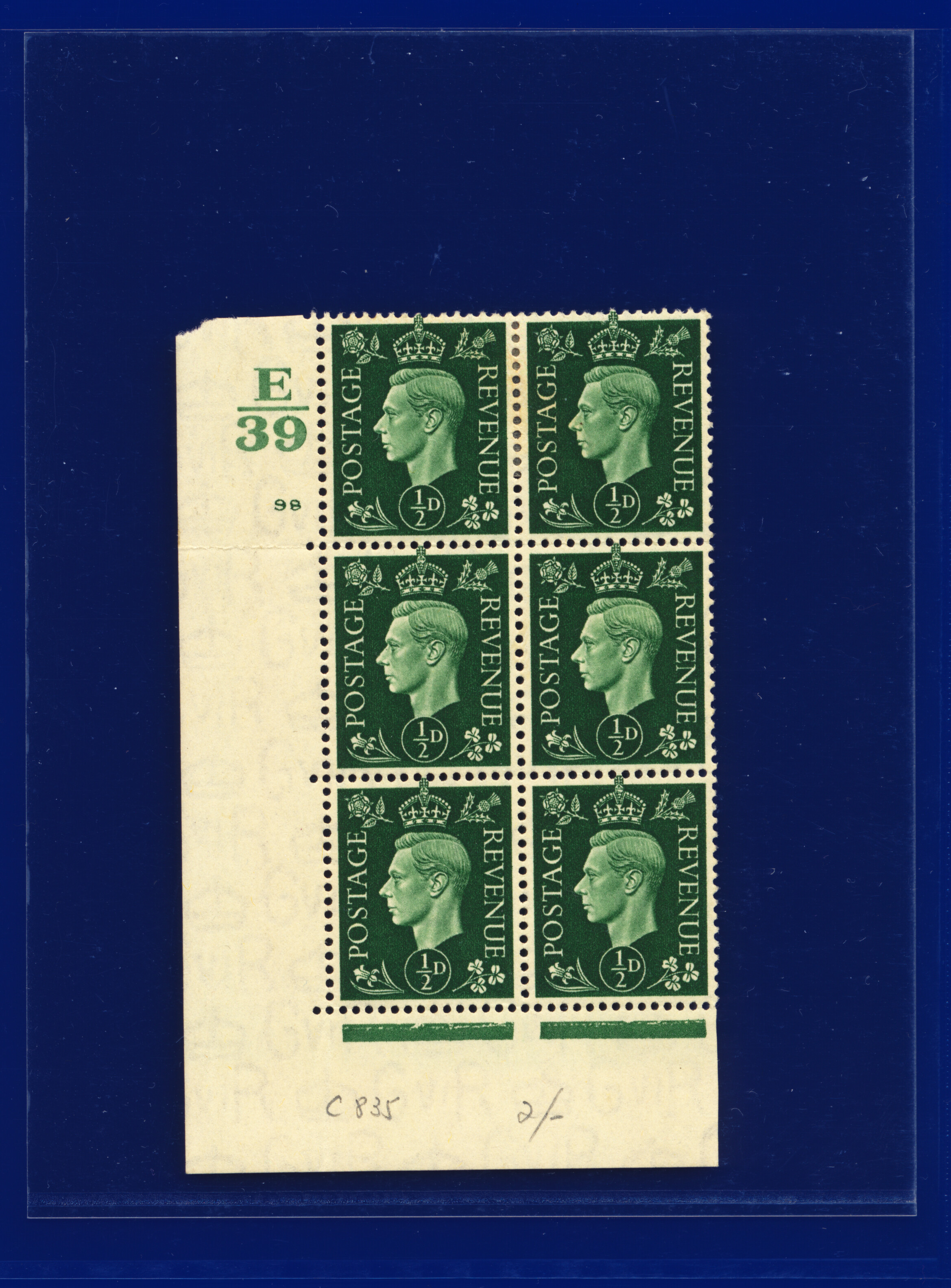 SG462 1937 1/2d verde Q1 Ctrl E39 5 (E/I) MFG/MNH elección de 12 cilindros kavx - Imagen 17 de 25