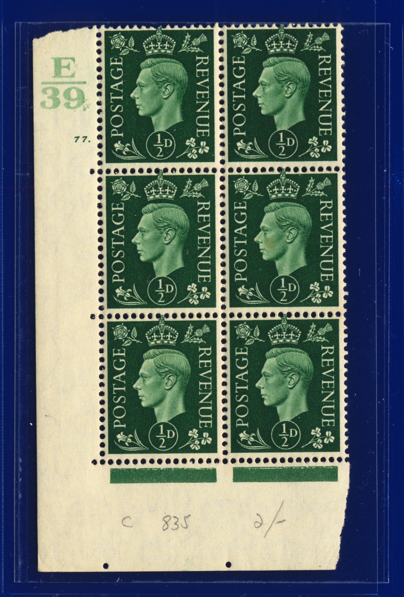 SG462 1937 1/2d verde Q1 Ctrl E39 5 (E/I) MFG/MNH elección de 12 cilindros kavx - Imagen 5 de 25